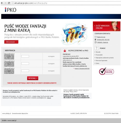 Atak phishingowy na  na klientów PKO BP