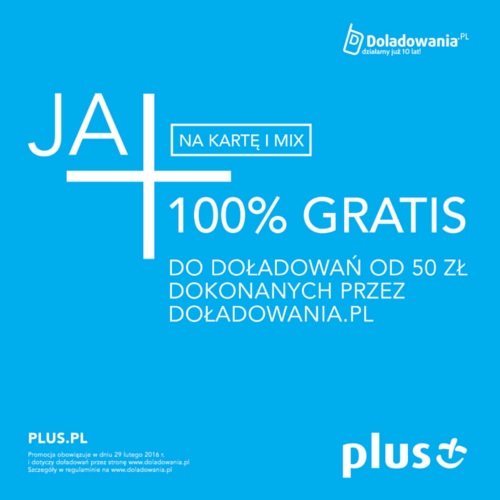 Plus - 100% do doładowania tylko 29 lutego