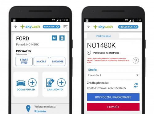 Aplikacja SkyCash - płatność za parkowanie