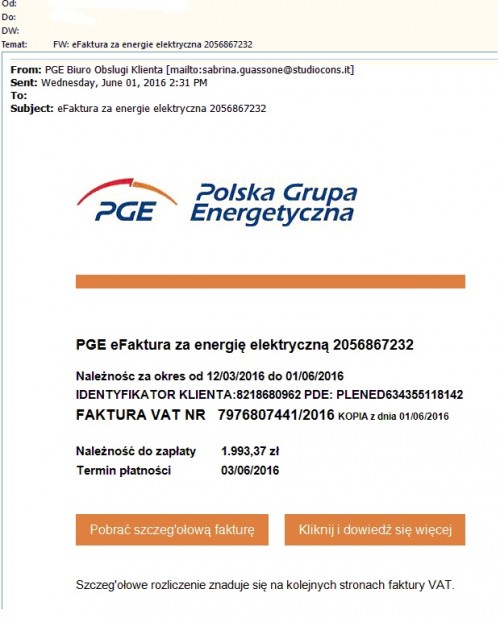 Mail-pułapka skłaniający do kliknięcia w link