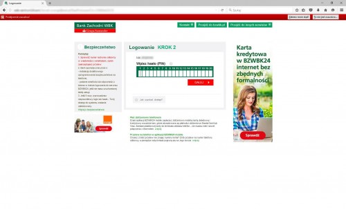 Krok 2 - użytkownik proszony jest o podanie numeru PIN