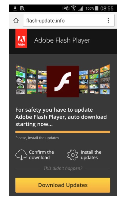 Fałszywa aktualizacja Adobe Flash Player