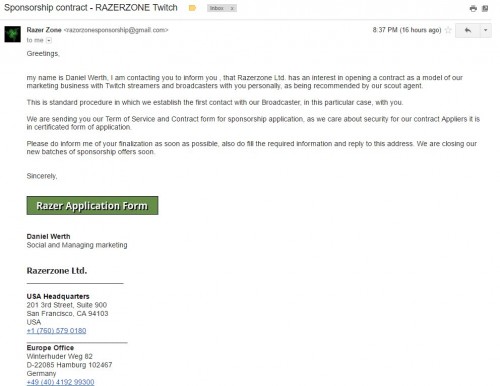Screenshot of a scam e-mail