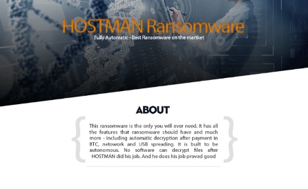 Fragment strony promującej HOSTMAN Ransomware
