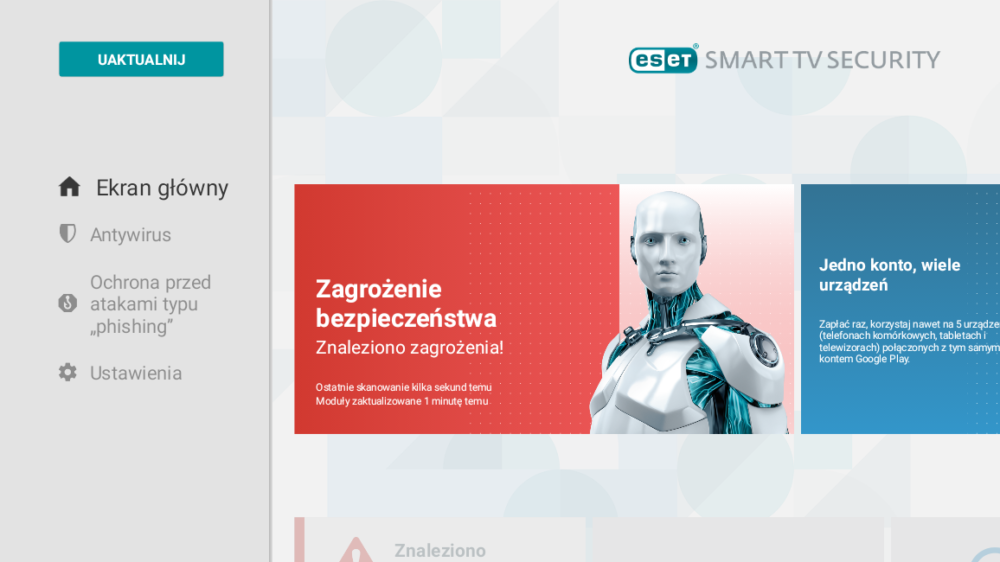 ESET Smart TV Security   menu główne aplikacji