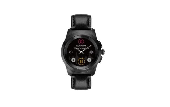 ZeTime Premium Brushed black Black flat leather Front view Music
