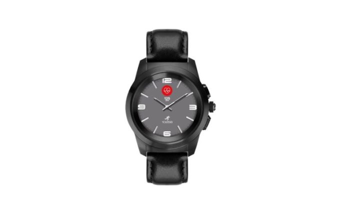 ZeTime Premium Brushed black Black flat leather Front view Watchface