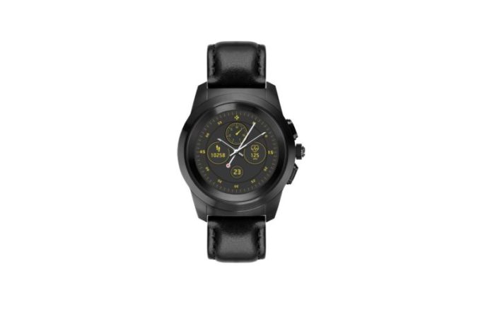 ZeTime Premium Brushed black Black flat leather Front view Watchface2