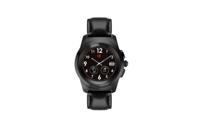 ZeTime Premium Brushed black Black flat leather Front view Watchface6