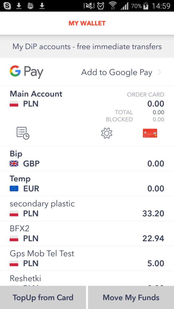 DiPocket Google Pay screenshot