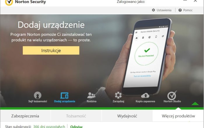 Norton Security dodawanie