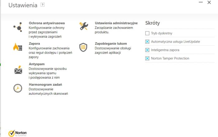 Norton Security ustawienia