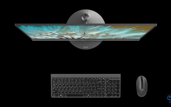 09 IDEACENTRE AIO 730S Hero birdeye with Keyboard Mouse