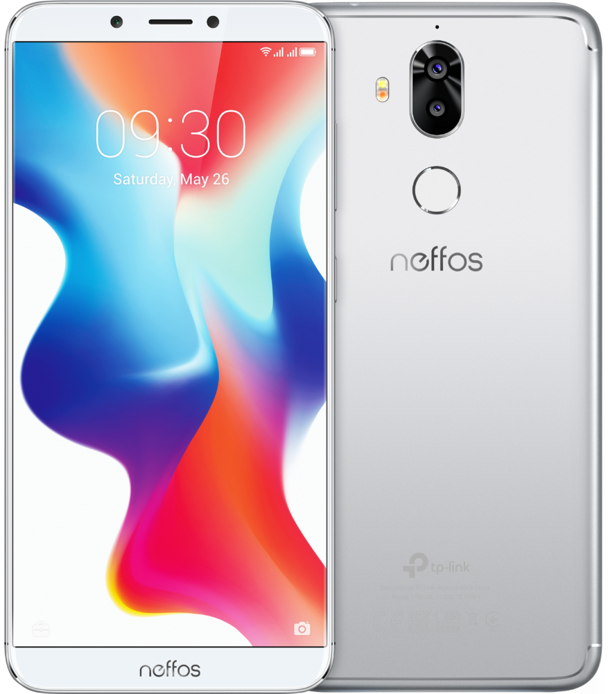 Neffos X9 srebrny tył i przód
