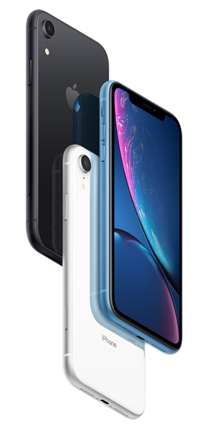 iPhone xr dostępny w sześciu kolorach: czerwony, koralowy, żółty, niebieski, biały i czarny.