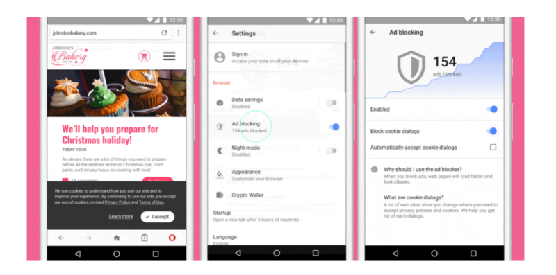 Przeglądarka Opera dla systemu Android nauczyła się blokować irytujące powiadomienia cookie 1