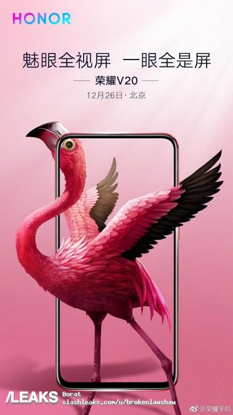 Honor ograła dziurawy ekran smartfona Honor View 20 za pomocą ptaków egzotycznych 1