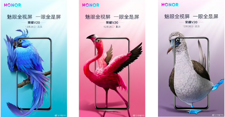 Honor ograła dziurawy ekran smartfona Honor View 20 za pomocą ptaków egzotycznych