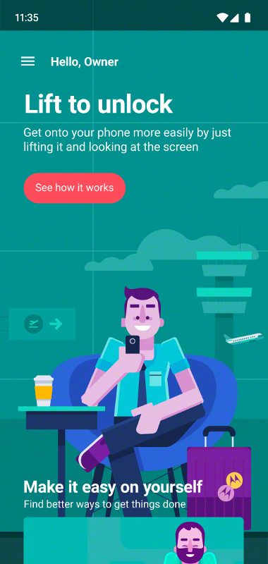 MotoG7 Play Lift to unlock   info screen