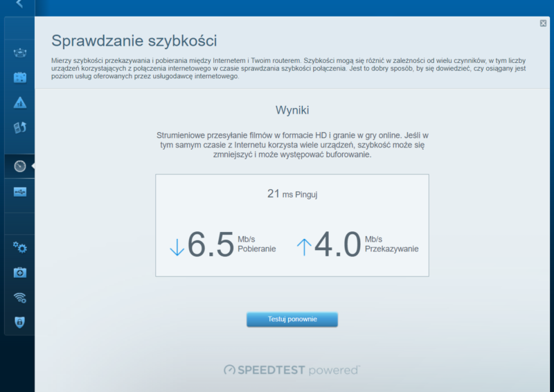 linksys pomiar