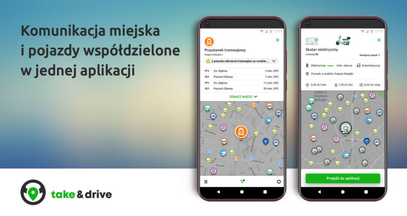 Polski start-up połączył komunikację miejską i pojazdy współdzielone w jednej aplikacji w całej Polsce - premiera take&drive 2.0