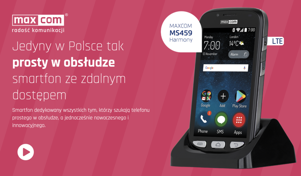 Maxcom MS459 Harmony to smartfon stworzony specjalnie dla początkujących