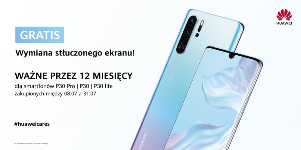Roczna, bezpłatna ochrona ekranu dla serii Huawei P30