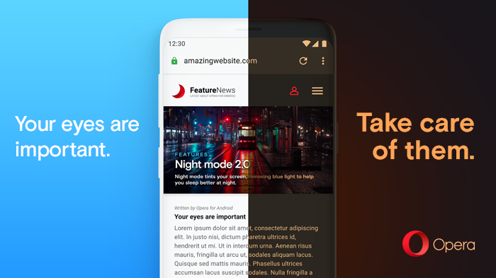 Opera dla systemu Android z nowym trybem nocnym i funkcją przyciemniania stron internetowych