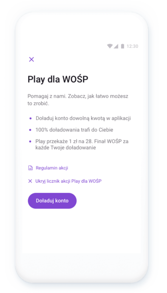 Play wspiera WOŚP - wszystkie kciuki na aplikację Play24!