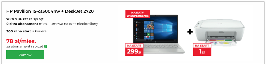 HP Pavilion 15-cs3004nw z drukarką HP DeskJet 2720