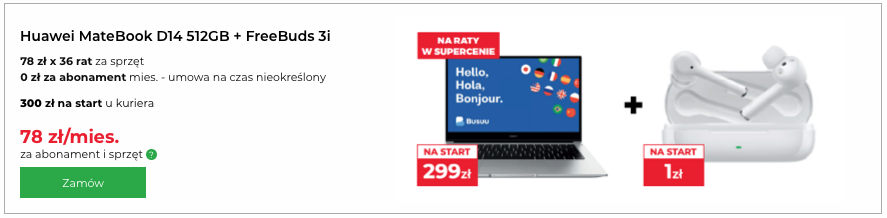 HUAWEI MateBook D14 ze słuchawkami HUAWEI Freebuds 3i