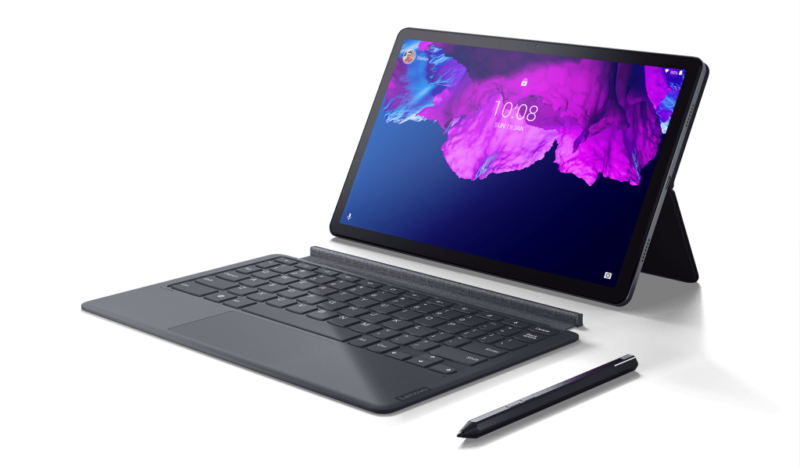 Lenovo Tab P11 Laptop Detached Mode with Pen Slate Grey e1609787563850 1024x599