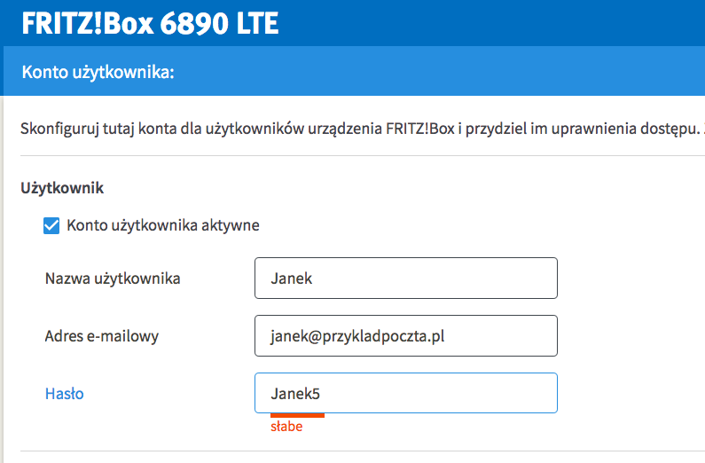 Slabe haslo   podpowiedz routera FRITZBox