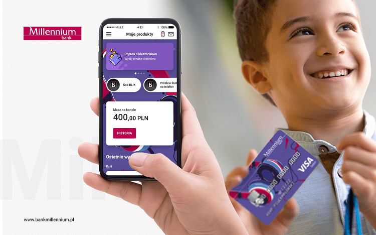 Aplikacja mobilna i płatności kartą w telefonie dostępne dla najmłodszych w Banku Millennium