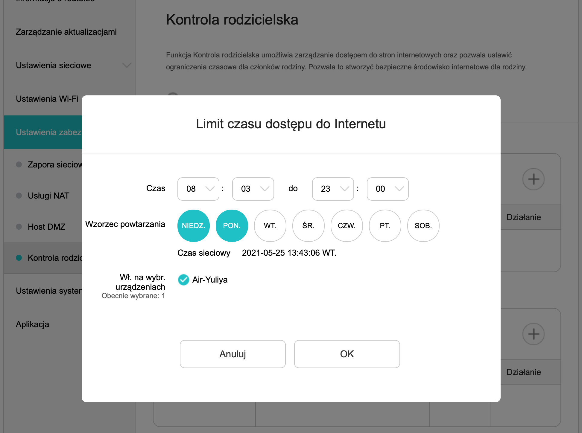 ustawienia kontrola rodzicielska