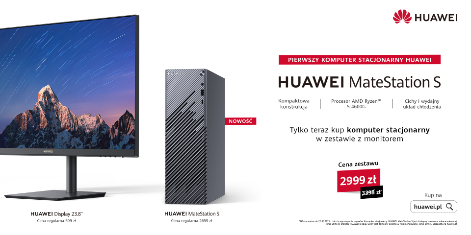 Huawei MateStation S – pierwszy komputer stacjonarny marki już w sprzedaży w Polsce, w zestawie z monitorem