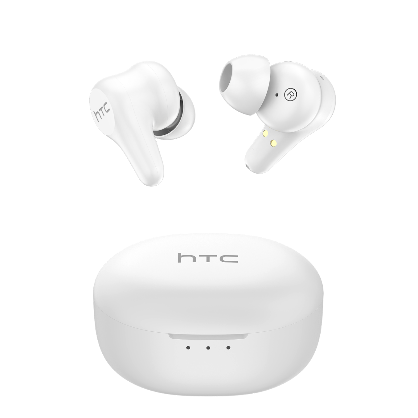 HTC True Wireless Earbuds Plus   white   earbuds and case reverse