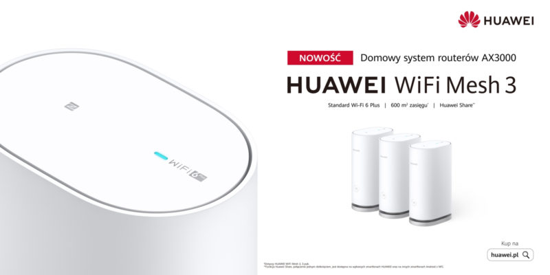 Huawei WiFi Mesh 3, domowy system routerów zapewniający silny zasięg sygnału, już dostępny w sprzedaży
