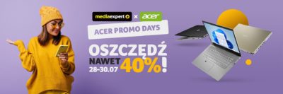 Acer przygotował obniżki do 1100 złotych na zakup laptopa