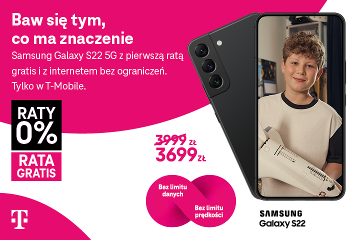 Wybierz Samsung Galaxy S22 5G w T-Mobile i złap pierwszą ratę gratis