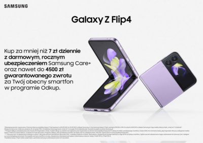 Galaxy Z Flip4 za mniej niż 7 zł dziennie i do 4500 PLN zwrotu za obecny smartfon – wrześniowe promocje Samsung