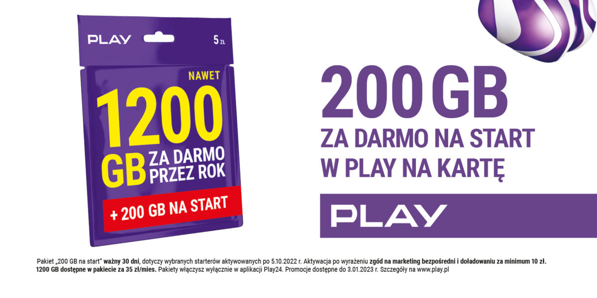 200 GB za darmo na start w Play na Kartę - Portal telekomunikacyjny