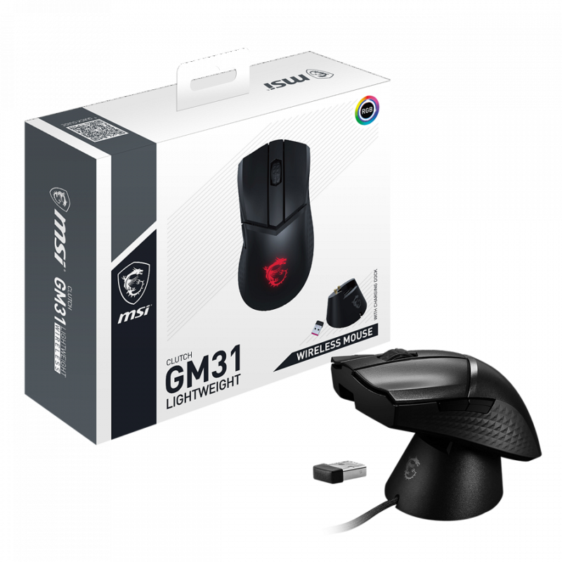 MSI prezentuje CLUTCH GM31 LIGHTWEIGHT WIRELESS - kompaktową, lekką i ergonomiczną mysz bezprzewodową