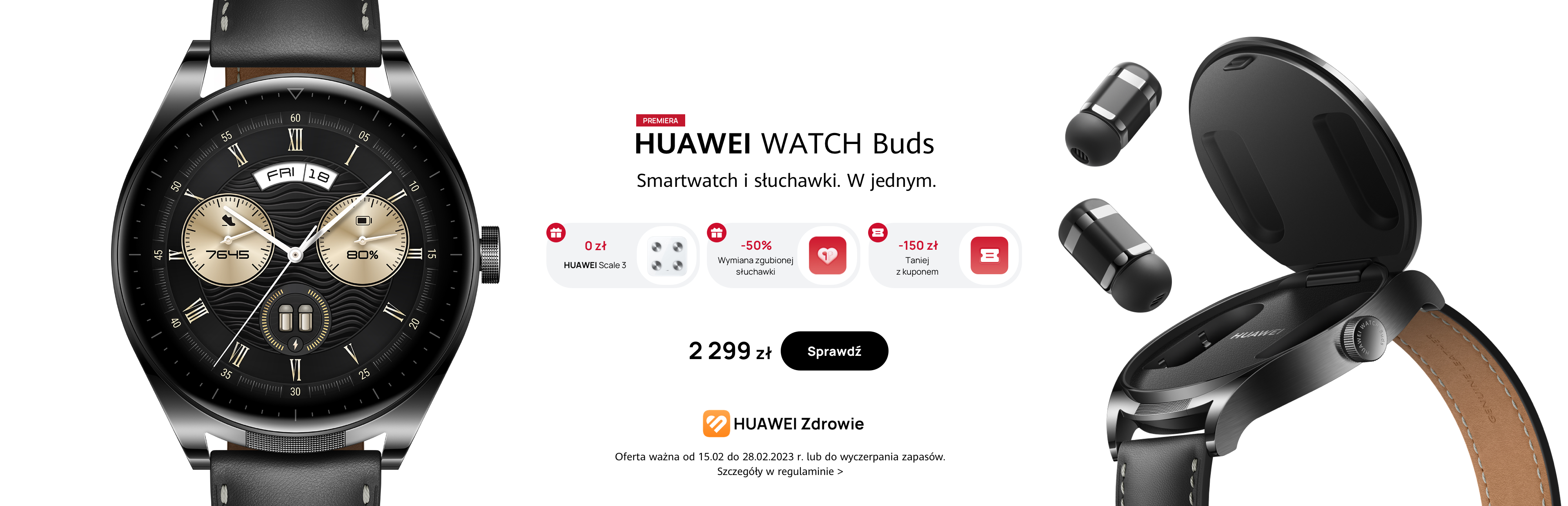 HUAWEI WATCH Buds oferta przedsprzedaÅ¼owa poziom