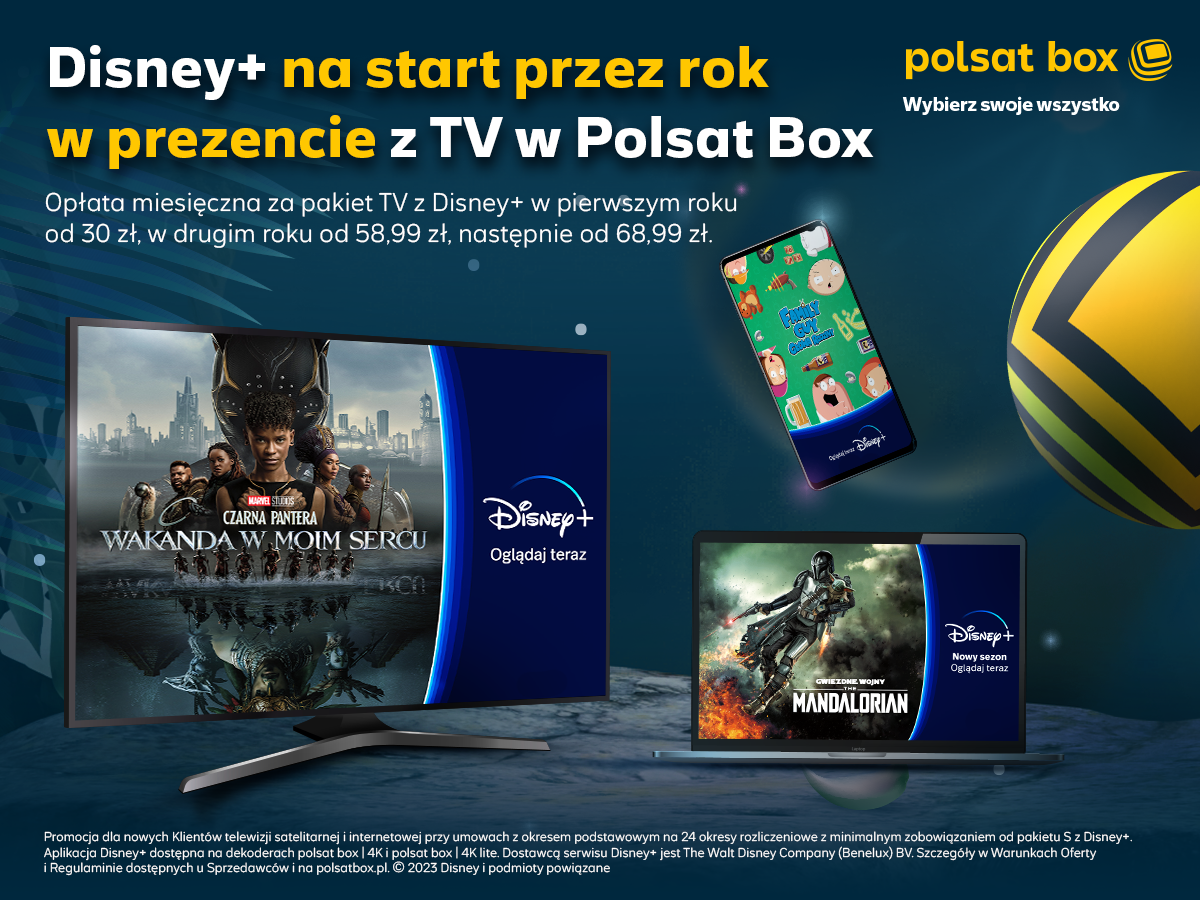 Disney+ na start przez rok w prezencie z telewizją Polsat Box