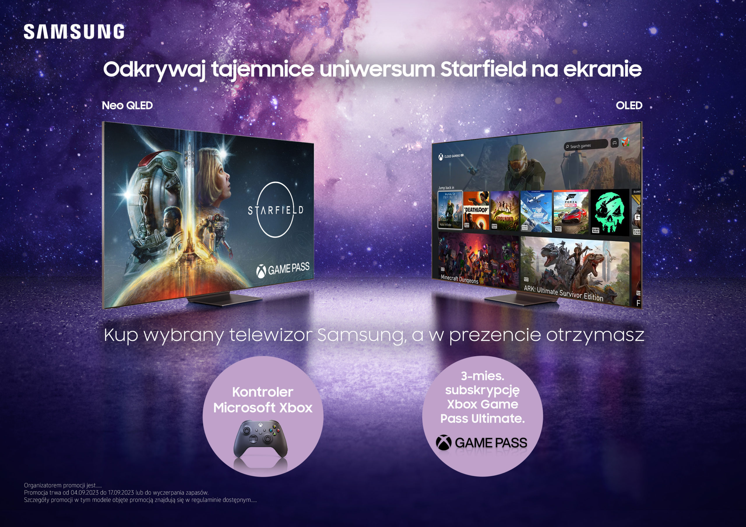 Kup wybrany telewizor Samsung i otrzymaj kontroler Xbox oraz abonament Xbox Game Pass Ultimate