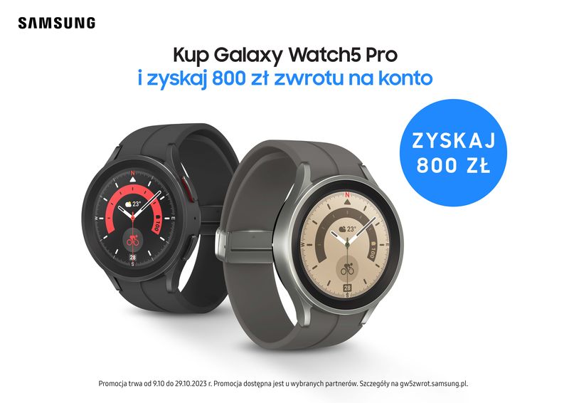800 PLN zwrotu przy zakupie Galaxy Watch5 Pro