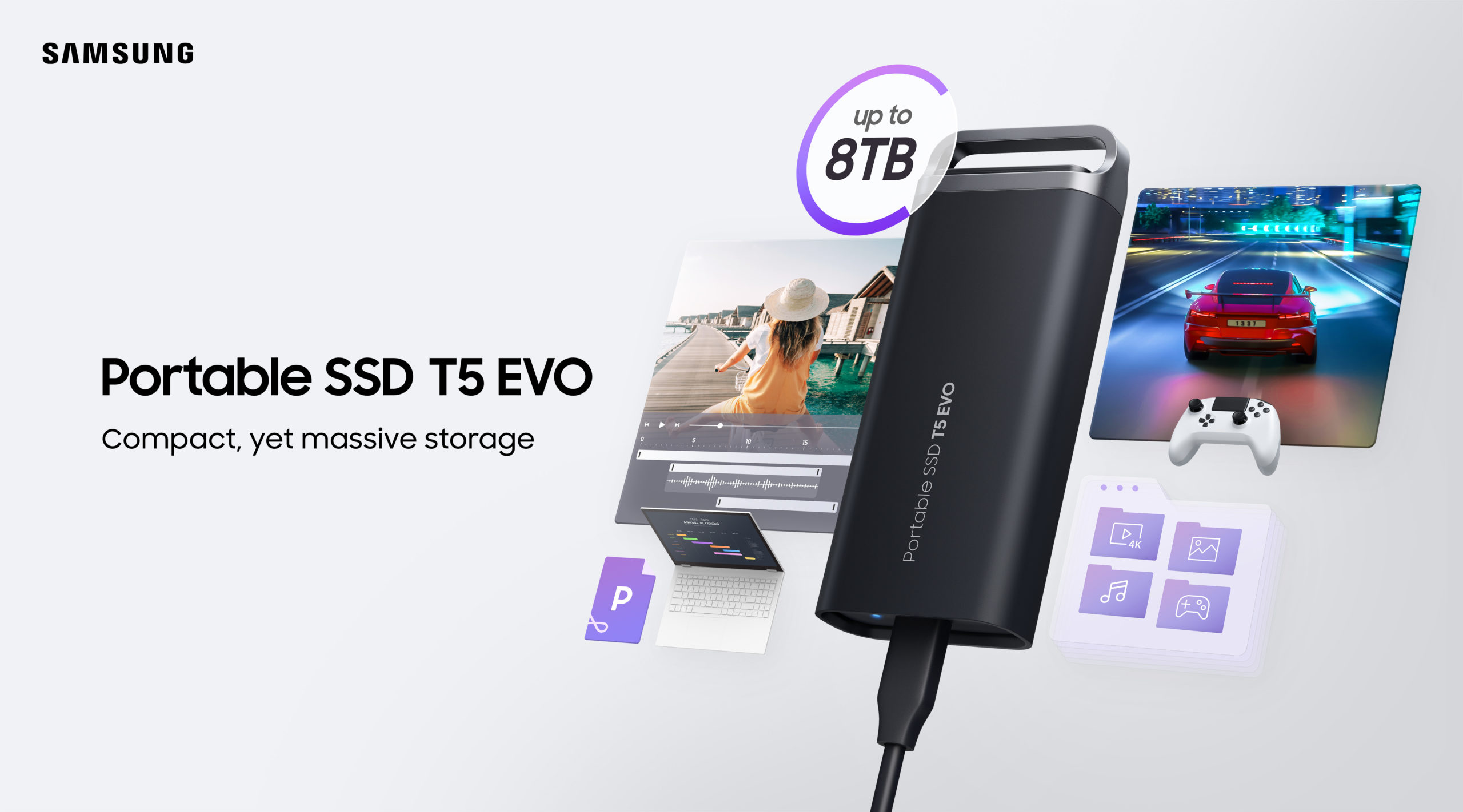 Samsung prezentuje nowy przenośny dysk SSD T5 EVO o pojemności 8 TB i kompaktowej obudowie