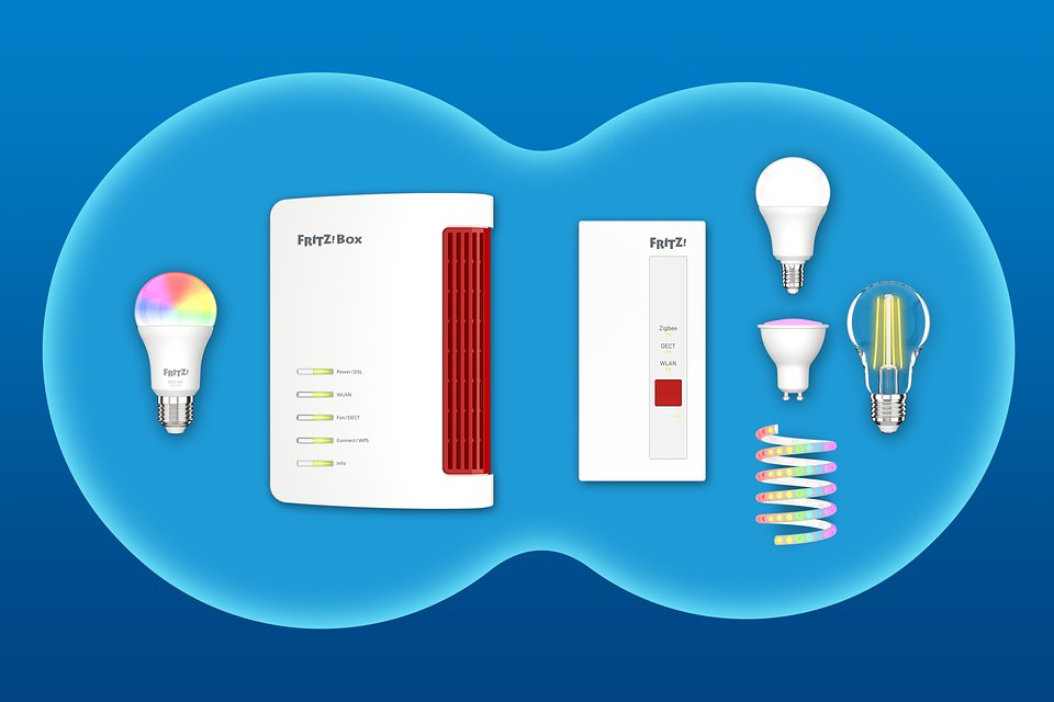 Żarówki LED Zigbee, podobnie jak urządzenia DECT ULE, można zintegrować z FRITZ! Smart Home w prosty sposób za pomocą jednego przyciskuŻarówki LED Zigbee, podobnie jak urządzenia DECT ULE, można zintegrować z FRITZ! Smart Home w prosty sposób za pomocą jednego przycisku