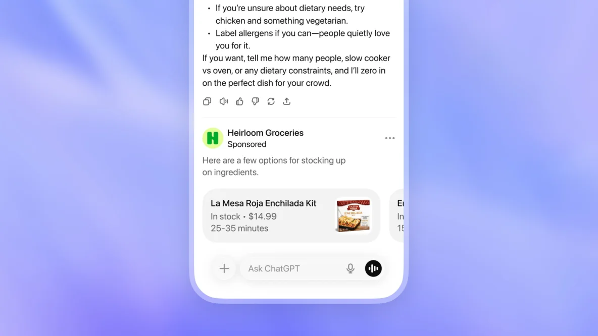 OpenAI rozpoczęła testy reklam wśród części użytkowników ChatGPT w USA